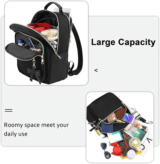 MATEIN Mini Backpack for Women, Waterproof Stylish Daypack Purse Shoulder Bag, Lightweight Small Casual Daily Travel Backpack Mochilas Para Mujer, Lady Girls Gifts for Work School, 2pcs Sets, Black