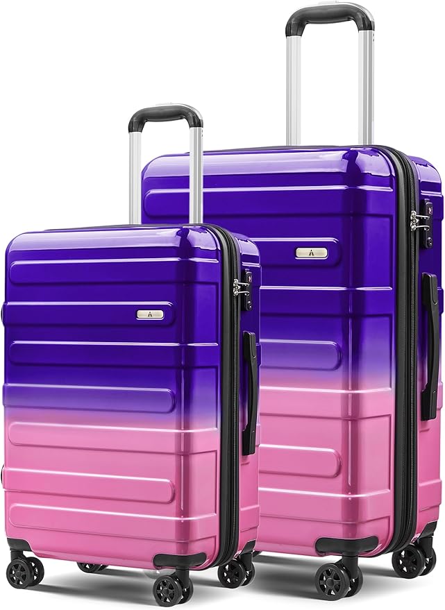 Tolino Luggage 2 Piece（20in/24inch Expandable Luggage Hardshell PC+ABS Leopard Suitcase with Spinner Wheels TSA Lock, Lightweight Rolling Suitcase for Women
