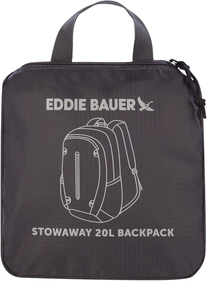 Eddie Bauer Stowaway Packable Backpack | Travel | Outdoor | Lightweight | Foldable | Durable | Ripstop Polyester | 20L - Dark Smoke