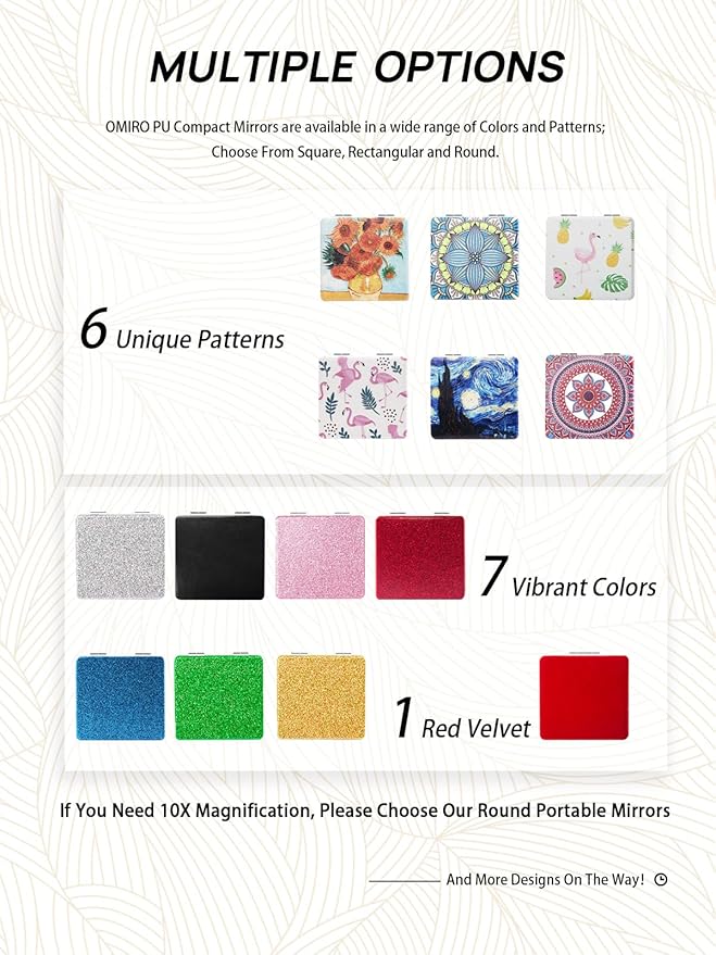 OMIRO 1X/3X Magnifying Mirror, Unique Painting Compact Mirror with Classical PU Leather (Starry Night)