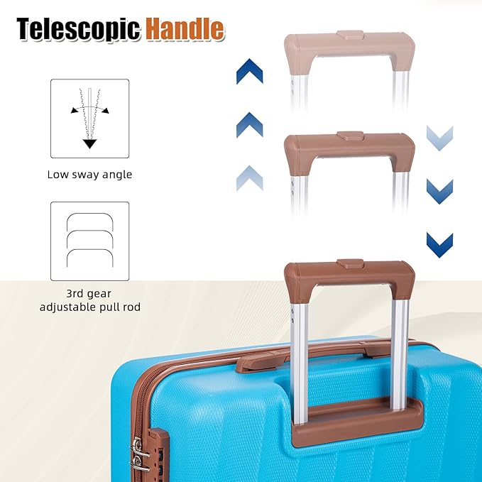 Luggage Sets 5 Piece Suitcases with Wheels,ABS Hard Case Suitcases with Spinner Wheels,Durable Travel Luggage(SkyBlue, 5 Piece Set(20"/24"/28"))