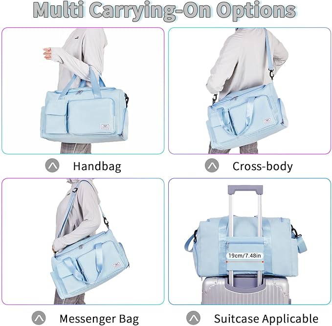 FIORETTO Women's Gym Duffle Bag with Shoes Compartment, 30L Capacity, Ideal for Travel, Gym, Sports, Duffel, Weekender