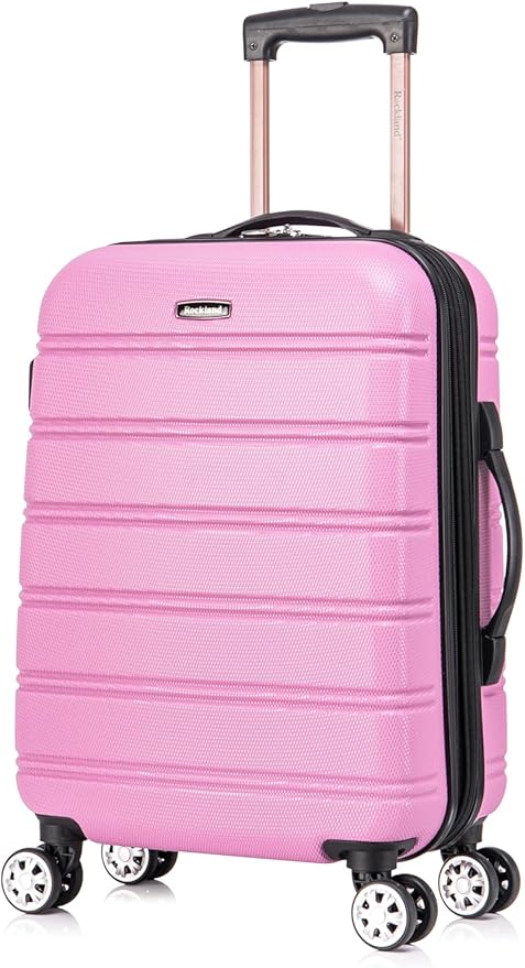 Rockland Melbourne Hardside Expandable Spinner Wheel Luggage Set, Pink, Carry-On 20-Inch and Tote 14-Inch