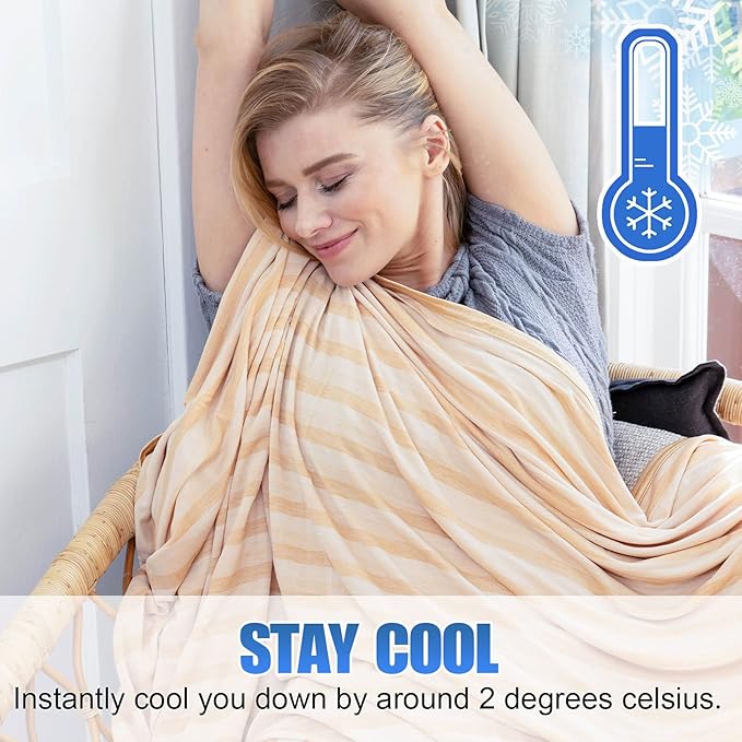 Ailemei Direct Cooling Blanket for Hot Sleepers, Double Sided Cold Effect,Queen Size Lightweight Breathable Summer Large Big Blankets for Bed, Transfer Heat to Keep Body Cool Night Sweats, 90"x90"