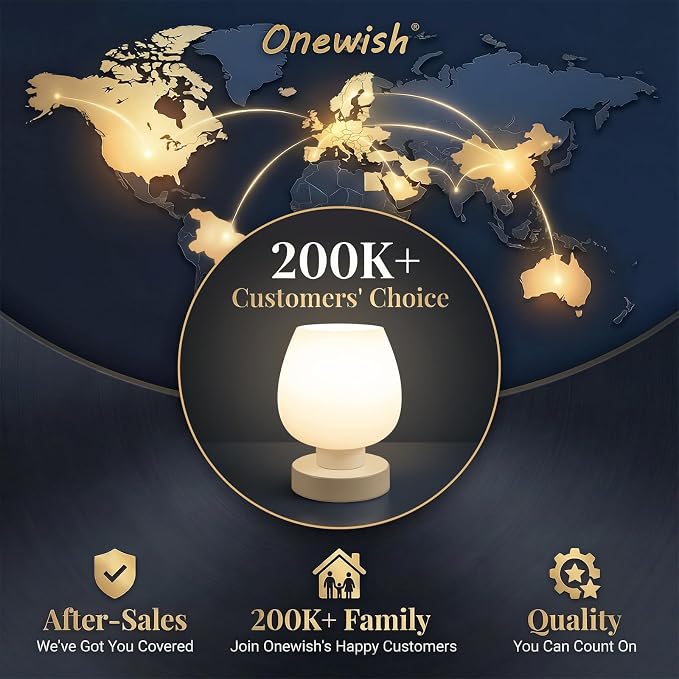 Touch Bedside Table Lamp Set of 2 - Small Modern Table Lamp for Bedroom Living Room Nightstand, 3-Way Dimable Desk lamp with White Opal Glass Lamp Shade, 2700K LED Bulb, Simple Design Home Decor