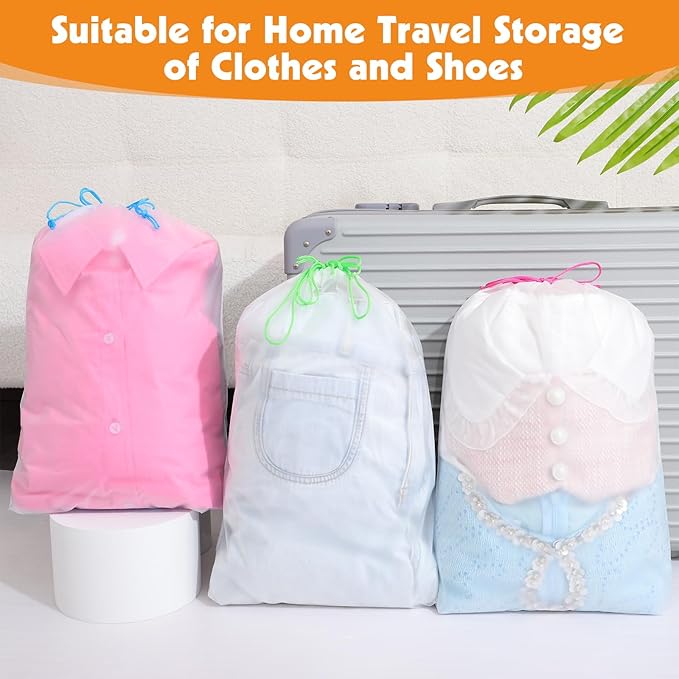 25 Pack Shoe Bags for Travel, 15.7" x 11.8" Large Clear Travel Shoe Bag with Colorful Drawstring Vacation Essentials Cruise Essentials Portable Drawstring Packing for Men & Women