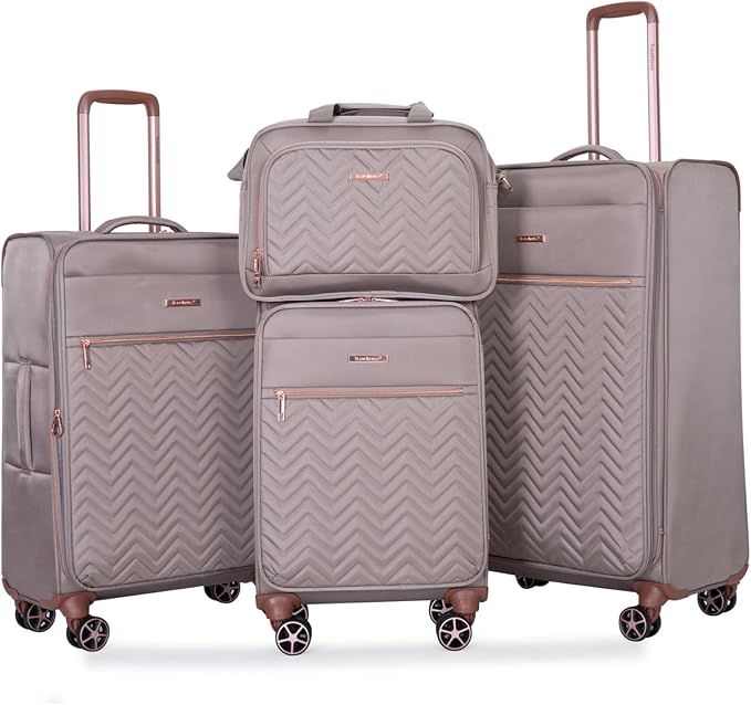 Travelhouse Luggage Set, Softside Suitcase 4-Piece (16/20/24/28), Expandable Lightweight Luggage Sets with Duffel Travel Bag,Suitcase with Double Spinner Wheels