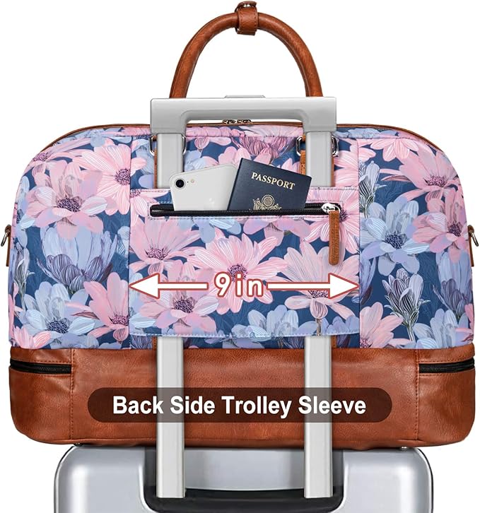Weekender Bag for Women, Large Overnight Bag Canvas Travel Duffel Bag Carry On Tote with Shoe Compartment 21" 3Pcs Set