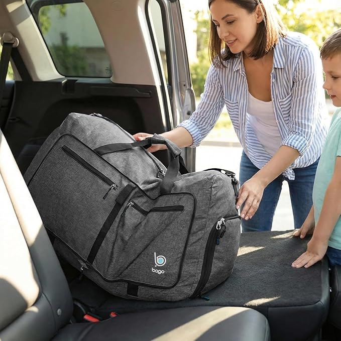 Bago Large Duffle Bag for Travel Women & Men. Durable Lightweight Foldable Travel Duffel Bags For Traveling Women. 80L Duffle Bags For Overnight Bag With Shoe Compartment Collapsible Weekender duffel