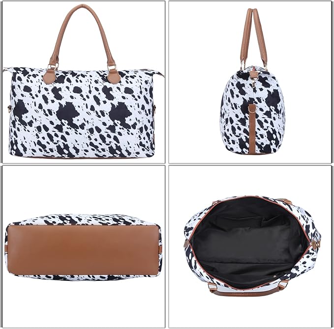 Weekender Bag Duffle Bag For Women Large Travel Tote Bag Overnight Weekend Bags With Shoulder Strap Cow Leopard Atzec…