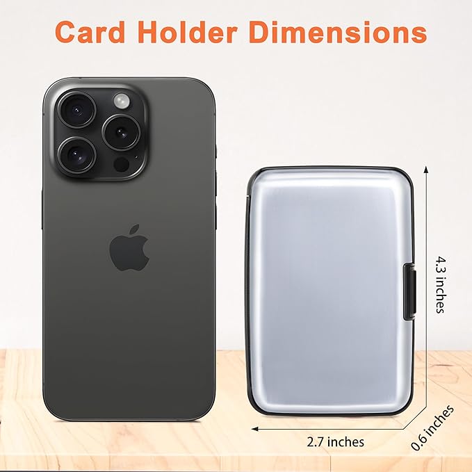 Mayski Credit Card Holder, RFID Blocking, Aluminum Alloy Hard Case, Small Mini Business Metal Wallet for Women Men, Silver