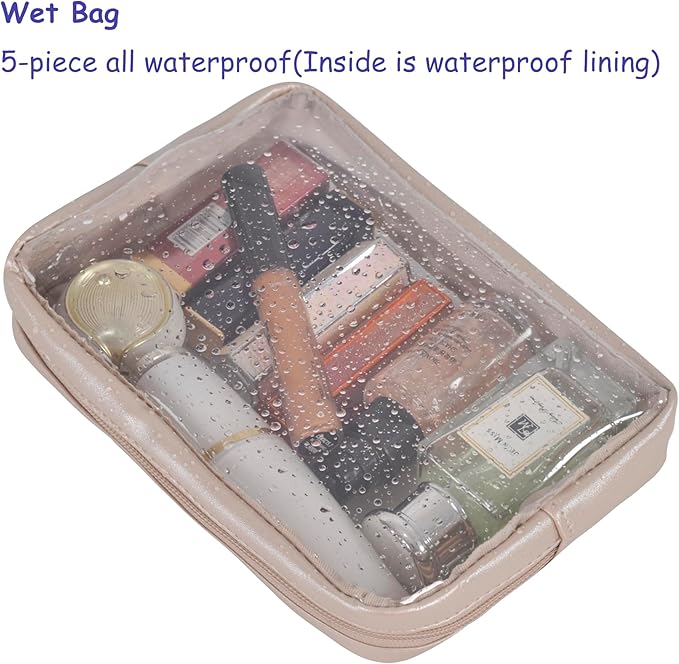 TSA Approved 5-Piece Diaper Bag Organizer Pouch Set Clear Waterproof TPU Kids Toiletry Storage Set Travel Packing Clutch Cube Bags for Baby Nursing (Pearl Grey)