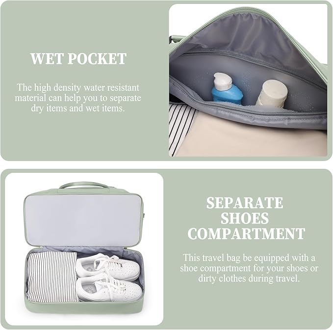 Weekender Bags for Women,Personal Item Travel Bag with Shoes Compartment,Overnight Travel Duffel Bag with Toiletry Bag,Medium