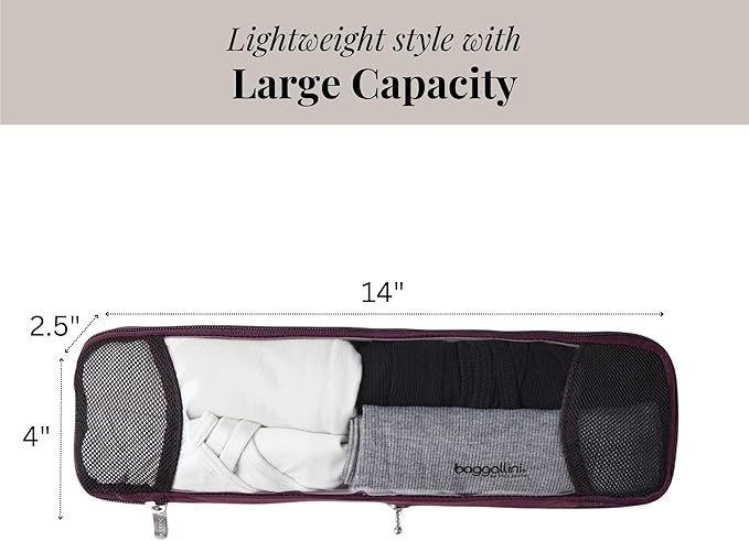 Baggallini Long Compression Cube - Lightweight Compression Packing Cube for Travel