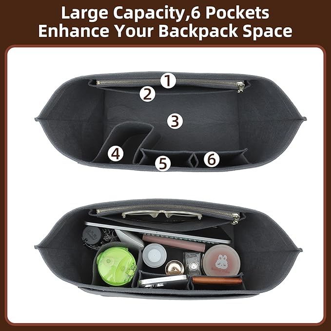 Doxo Felt Purse Organizer Insert for Longchamp Le Pliage L Handbag Insert (Light Grey, Large)