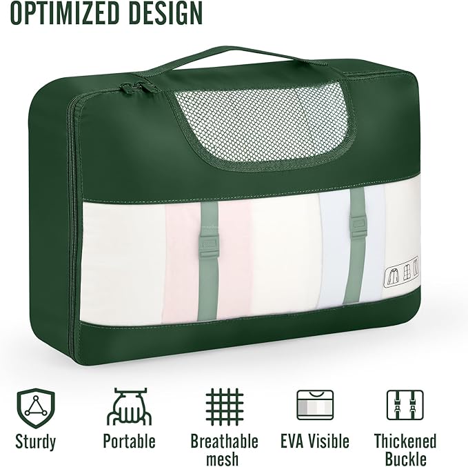 Veken 8 Set Packing Cubes for Travel Essentials, Suitcase Organizer Bags in 4 Sizes, Carry-On Luggage Accessories with Large Laundry & Hanging Toiletry Bag, Must-Have for Airplane, Road Trip & Camping