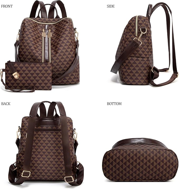 Makes Backpack Purse for Women PU Leather Travel Satchel Handbag Convertible Design Bag with Purse 2 Piece