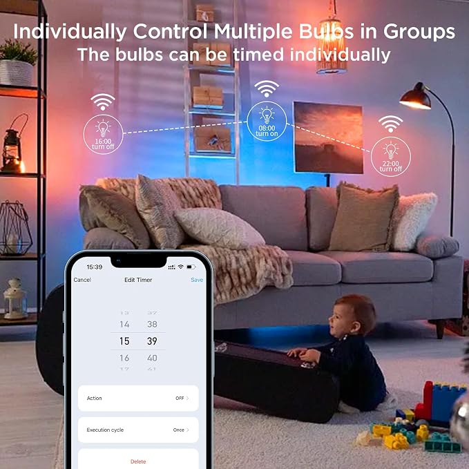 I-SHUNFA Wi-Fi RGBCW Smart G9 LED Bulbs,Compatible with Alexa/Google Home,Multicolour Dimmable,2700K-6500K,4W,400LM AC 120V,Brightness Adjustable 1%-100%,with Musical Rhythm LED Light Bulb,2 Pack