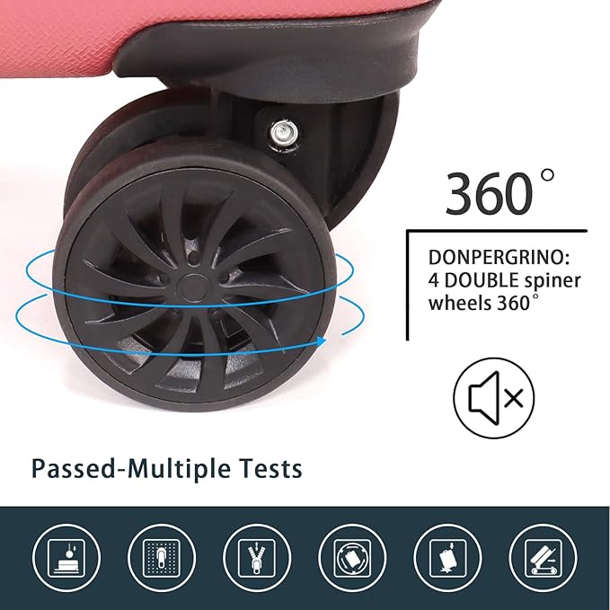Luggage Sets 3 Piece (20/24/28 Inch) Carry on Suitcase with Wheels PC+ABS Hardside Spinner Travel Luggage - Pink