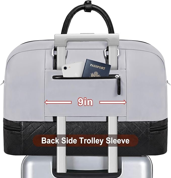 Weekender Bag for Women, Large Overnight Bag Canvas Travel Duffel Bag Carry On Tote with Shoe Compartment 21" 3Pcs Set