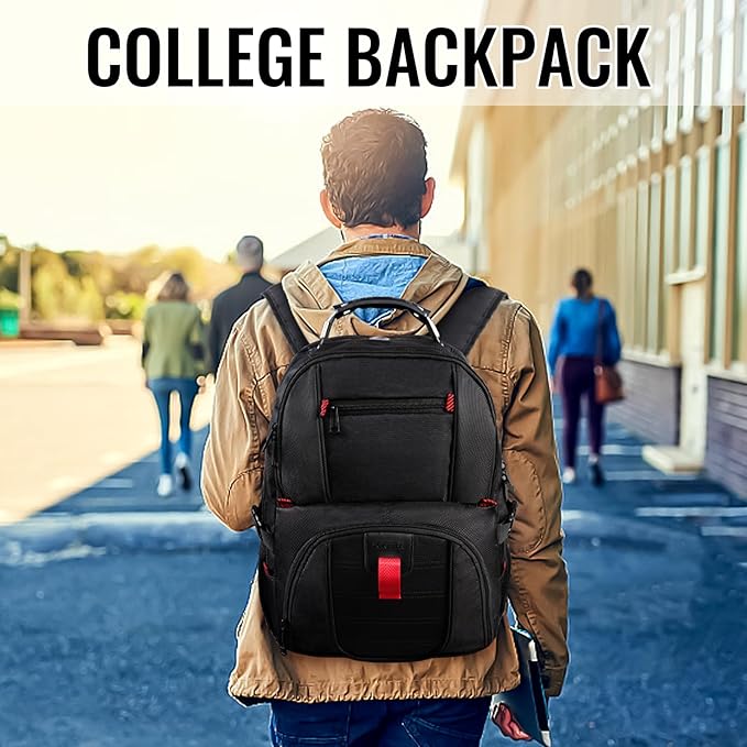 YOREPEK Large Backpack for Men, Extra Large Laptop Backpacks for Men Women, Water Resistant Travel Backpack Airline Approved Business Work Bag Fits 18.4 Inch Computer, Black