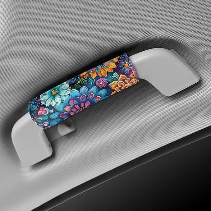 BIGCARJOB Set of 2 Pcs Luggage Handle Wraps with Blossom Lotus Print Suitcase Handle Sleeve Cover Identifier Travel Bag Wraps Washable Trolley Case Grip Cover Set Travel Accessories