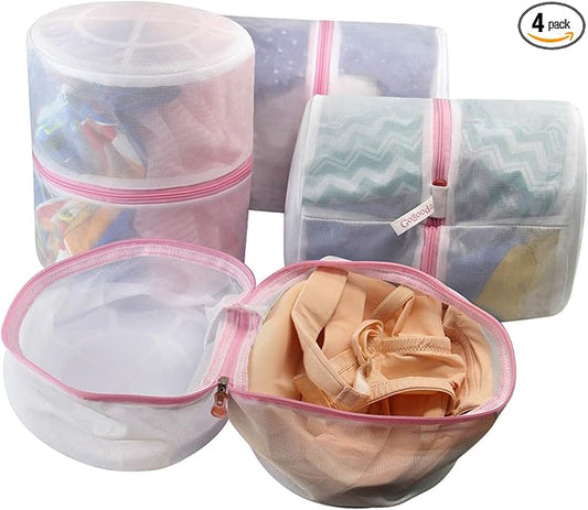 GOGOODA Mesh Laundry Bags for Delicates Durable Protective Wash Bags Travel Storage Bags for Intimates Lingerie, 4 PCS (8 * 6.5in)