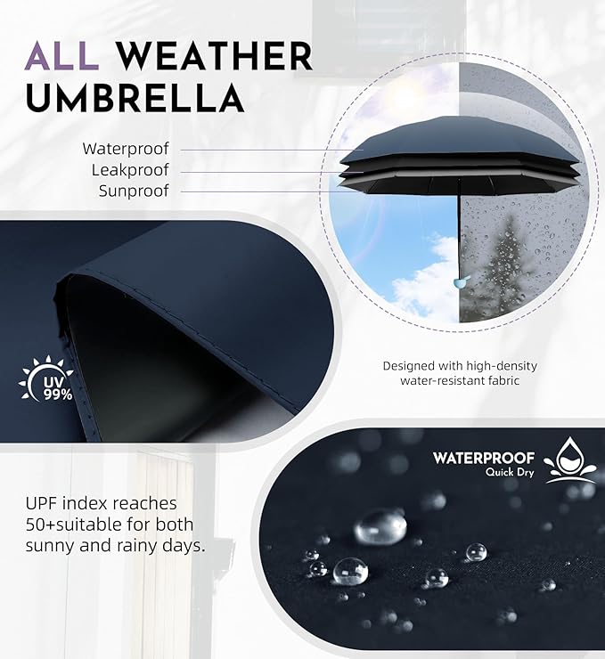 Travel Mini Umbrella Compact Small & Lightweight, UV Rain Protection, Pocket-Sized Folding Umbrellas with Quickdraw & Case for Men Women & Kids Backpack