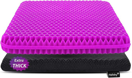 Gel Seat Cushion for Long Sitting, Extra Thick Gel Cushion for Wheelchair Soft Chair Pads for Office Home Chairs Car Seats Long Trips - Back Sciatica Hip Tailbone Pain Relief Cushion (Violet)