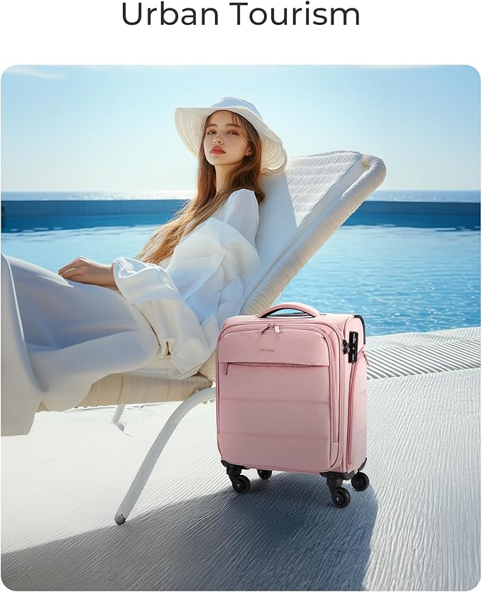 BAGSMART Underseat Carry on Luggage with Wheels, Soft Small Travel Luggage with PVC Wet/Dry Pockets, Lightweight Soft Personal Item Suitcase for Short Trip,Camer