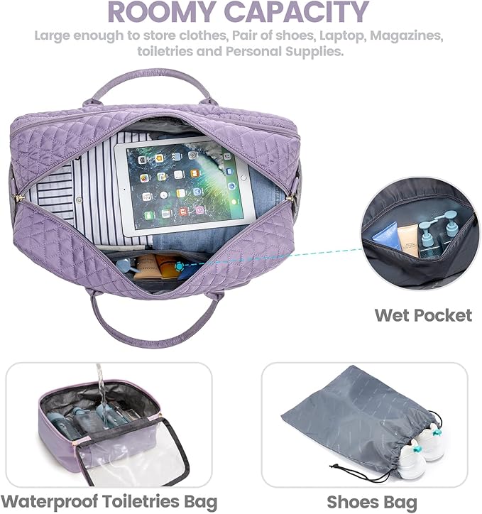 LOVEVOOK Travel Duffle Bag - Women's Weekender Carry On Overnight Laptop & Gym Bag With Toiletry/Shoe Pocket, Hospital Labor Bag