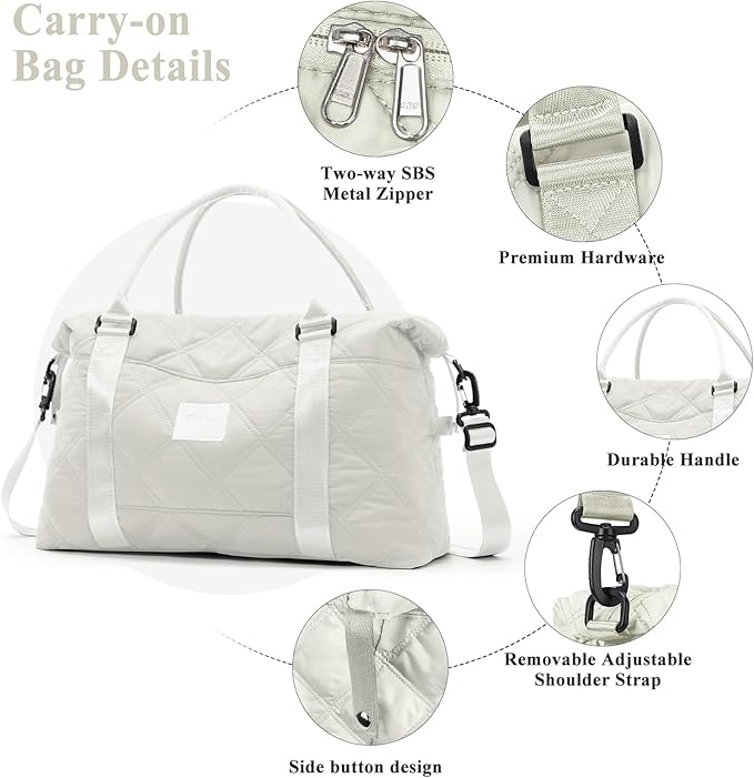 HYC00 Travel Duffel Bag,Carry-on Overnight Weekender Bags for Women,Sports Tote Gym Bag with Wet Pocket