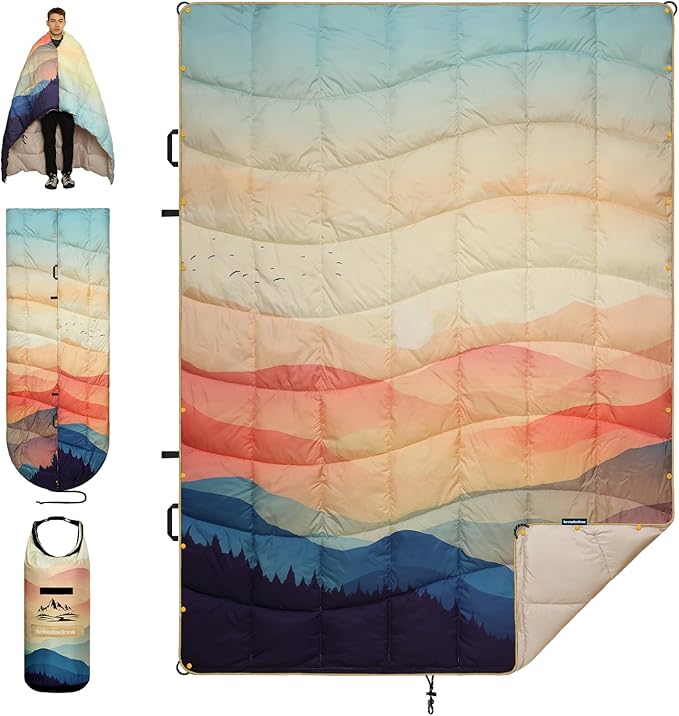 Camping Blanket, Puffy Blankets Lightweight Windproof Resistant for Outdoors,Hiking, Backpacking,Car,Picnic,Stadium