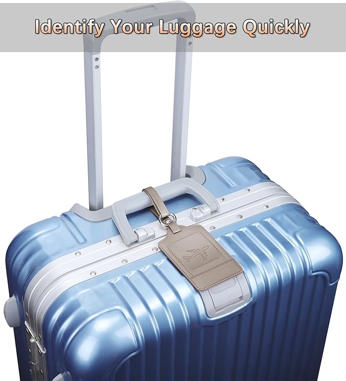 Teskyer Luggage Tags, 3 Pack Premium PU Leather Luggage Tags Privacy Protection Travel Bag Labels Suitcase Tags