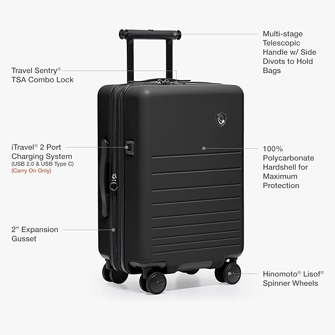 Traveler's Choice Markham Hardside Expandable Luggage with Hinomoto Spinner Wheels, 26-Inch Medium, Black