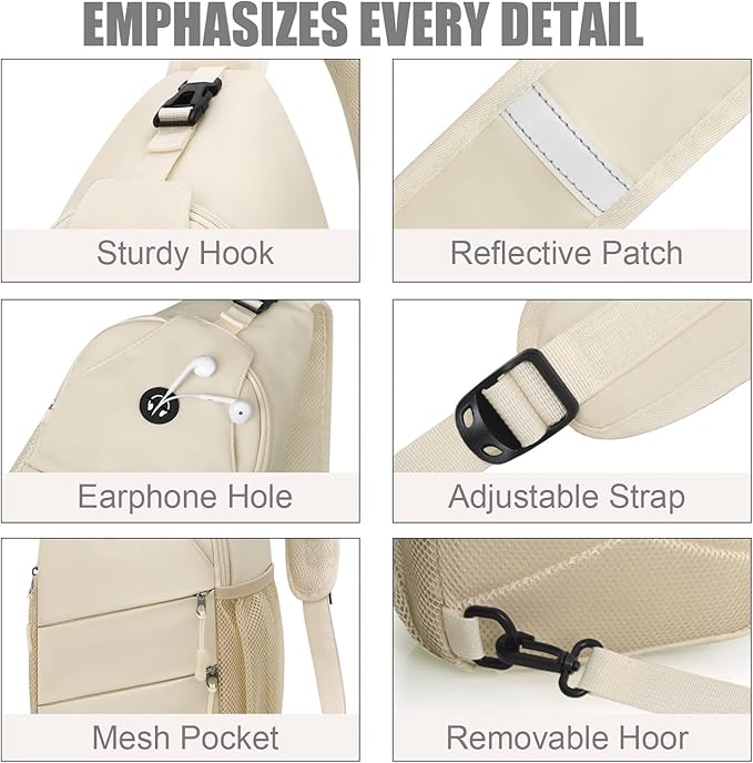 Crossbody Bags for Women Men Trendy Sling Bag Backpack Casual Chest Bag with Convertible Shoulder Strap