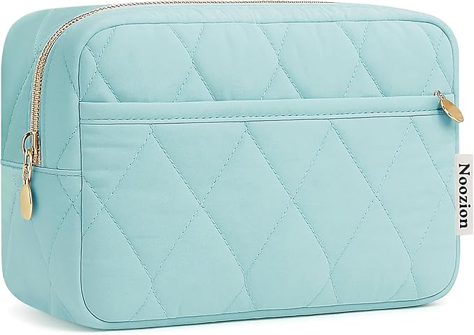 Noozion Makeup Bag Travel Toiletry Bag, Puffy Padded Cosmetic Bag for Women, Makeup Organizer Case, Wide-open Pouch Purse, Travel Essentials