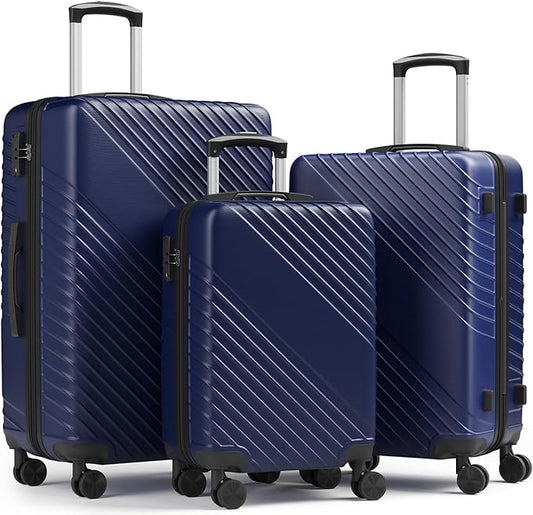 Luggage Sets 3 Piece, ABS Hardside Suitcase Set (20/24/28) with Spinner Wheels, TSA Security Lock, Airline-Approved Carry-On & Lightweight Large Checked Luggage for Business, Travel, Family Vacations