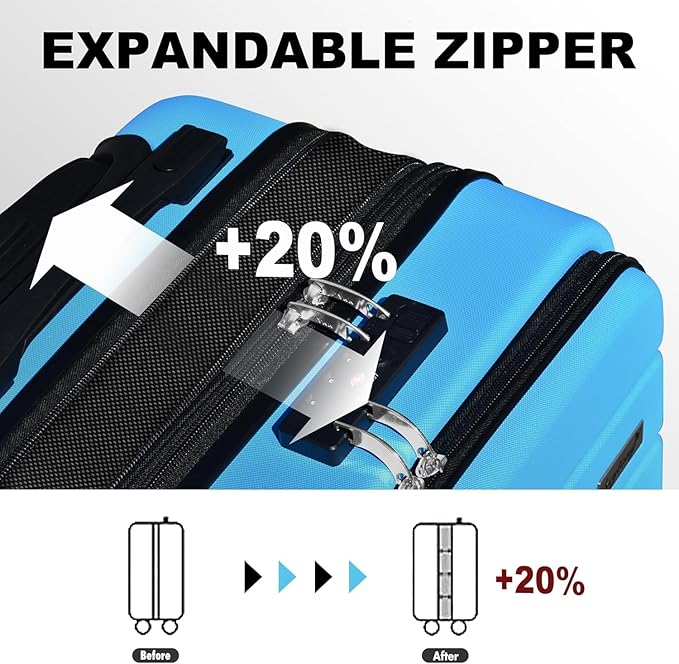 Explorer 20 Inch Carry On - Hardshell Suitcases with Front Pocket, Blue