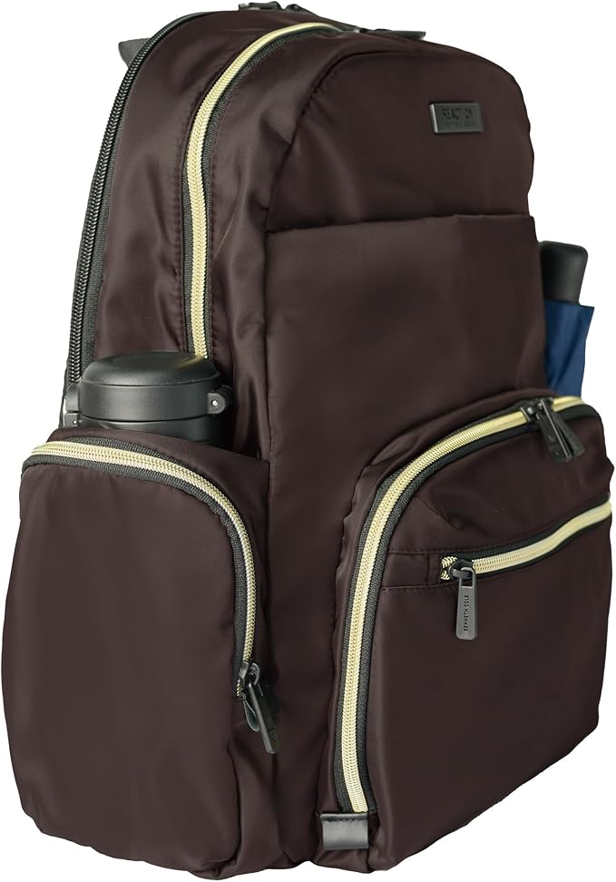 Kenneth Cole REACTION Madison Square Lightweight Hardside Chevron Expandable Spinner Luggage, Chocolate Brown, 2-Piece (20" Carry On + Sophie Backpack)