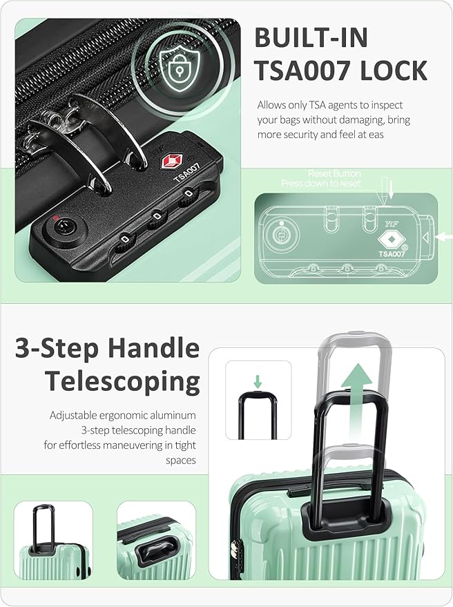 27 inch Luggage - Airline Approved Suitcases with Spinner Wheels, Built-In TSA Lock，Hard Shell Expandable Suitcases