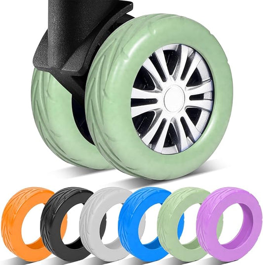 8 Pcs Upgraded Luggage Wheel Covers, Suitcase Protector, Wear-Resistant Anti-Noise Silicone Wheel Covers for 2-2.4” Spinner Wheels, Travel Accessories for Carry On Luggage (Green, Small)
