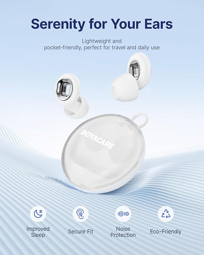 Ear Plugs for Sleeping Noise Cancelling, 45dB Reusable Earplugs for Noise Reduction, Hearing Protection Ear Plugs with 8 Ear Tips, Soft Silicone Earplugs for Sleep, Concerts, Snoring, Study (White)
