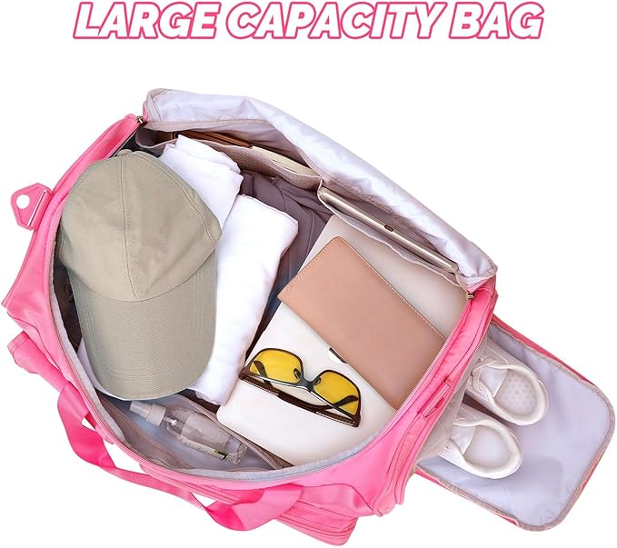 MAXTOP Gym Bag for Women Men Travel Duffle Bag Large Capacity Carry On Weekender Overnight Bag With Shoe Compartment Gym Tote Dry Wet Separation Duffel Bag for Travel