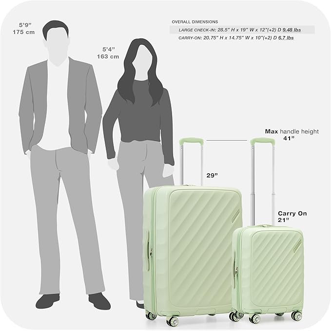 Traveler's Choice Elm Expandable Spinner Luggage, Glossy Mint, 2 Piece Set