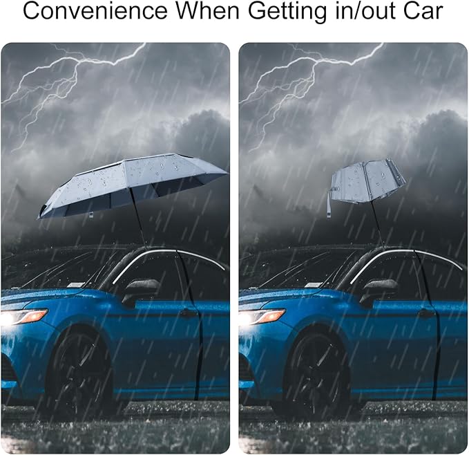 TradMall Travel Umbrella, 42/45 Inches Double Vented Canopy Windproof Automatic Strong Compact Folding Umbrellas for Rain Women and Men
