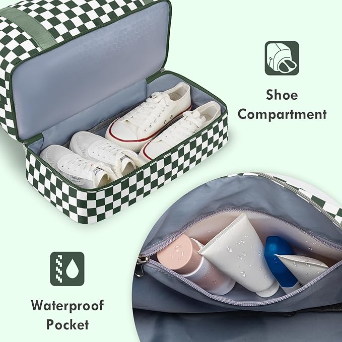WOOMADA Weekender Overnight Bag for Women, Shoulder Travel Duffel with Shoes Compartment,Gym Bag with Toiletry Bag