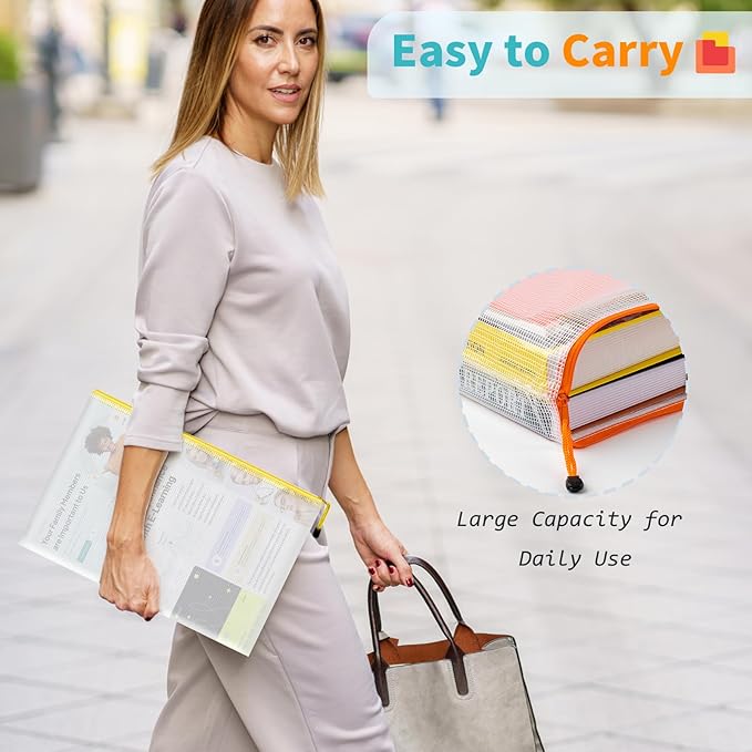 Umriox 24 Pack 12 Colors Zipper Pouches for Organizing, Letter Size, A4 Size, Zipper Bags for Puzzles & Board Game Storage, Office Supplies Travel Toiletries