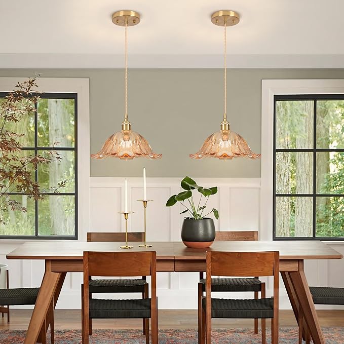 Battery Operated Pendant Light,Amber Chandelier RGB Light Bulb 2500mAh 11in Vintage Light Fixtures with Remote Control Wireless Adjustable Rechargeable Chandelier for Kitchen Island Hallway 1Light