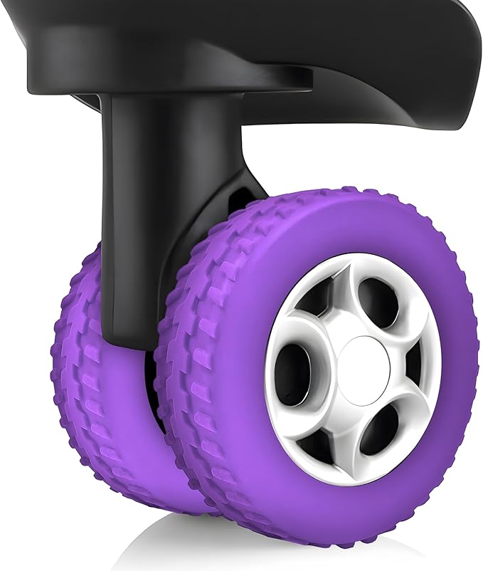 (8 Pack) Silicone Luggage Wheel Covers for 8-Spinner Wheel Suitcases, Mute & Shock Absorption Protector, Wear-Resistant & Noise-Reducing, Perfect for Travel (Purple)